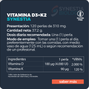 Vitamina D3+K2 Synestia (120 perlas – 310 mg)