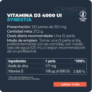 Vitamina D3 4000 UI Synestia (120 perlas – 310 mg)