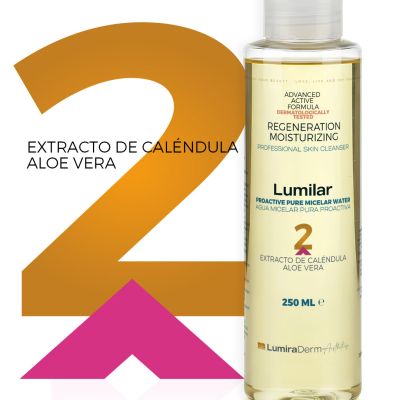 Lumilar® Agua Micelar desmaquillante PROACTIVA con Aloe Vera y Caléndula