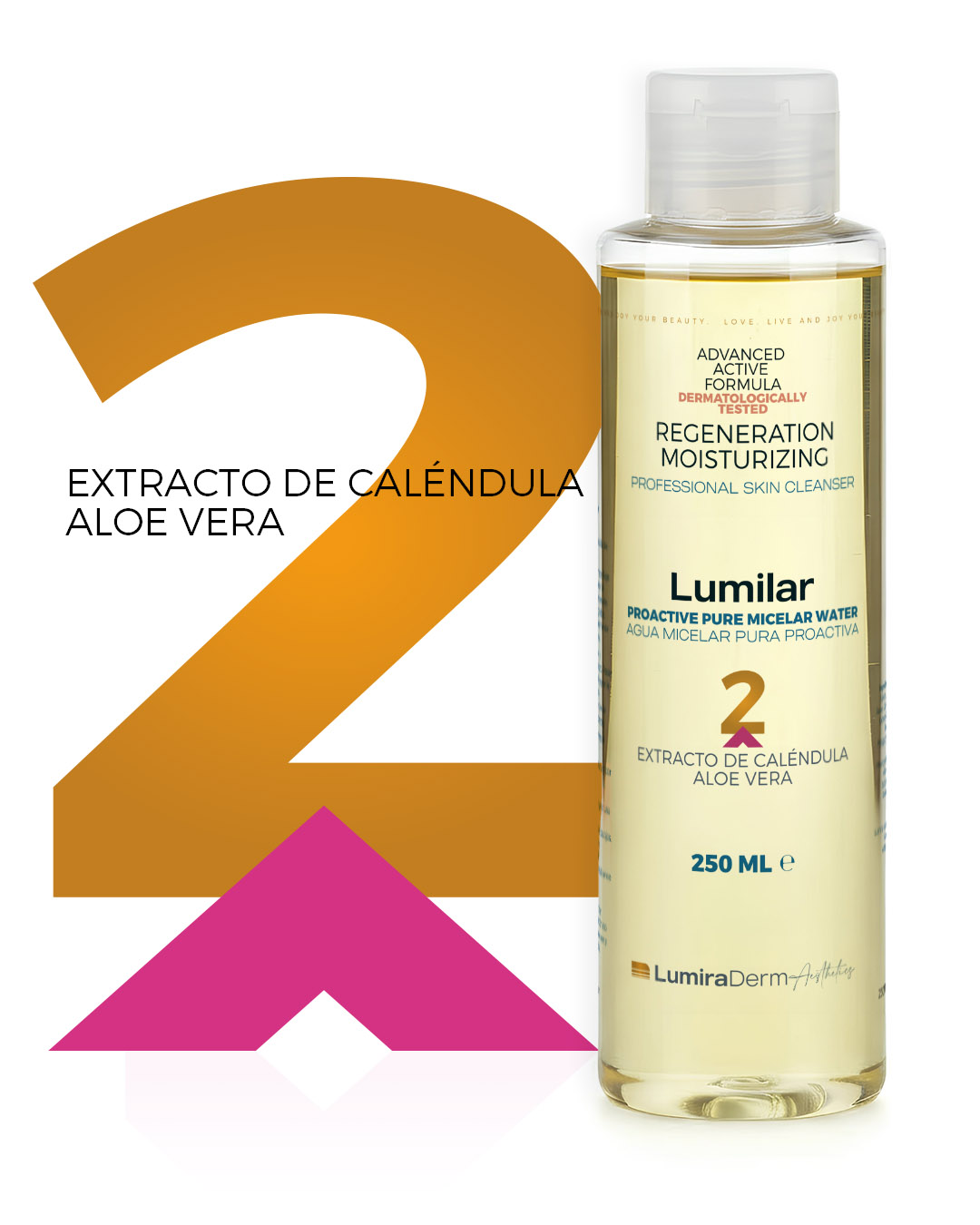 Lumilar® Agua Micelar desmaquillante PROACTIVA con Aloe Vera y Caléndula